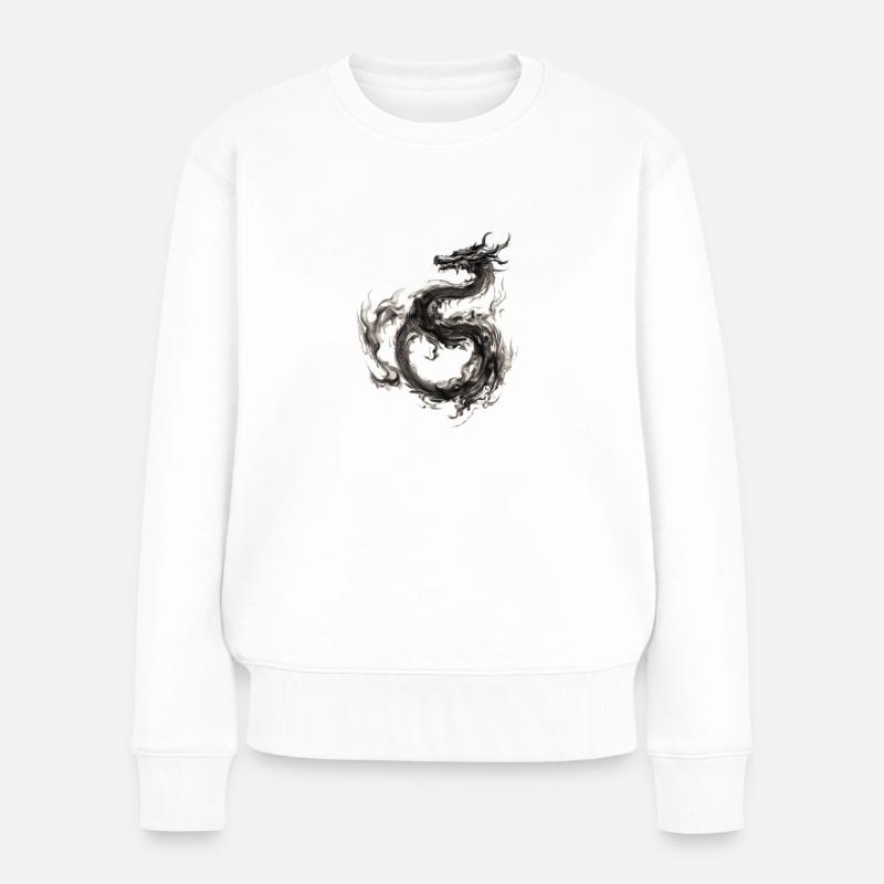 Drache - Frauen Premium Bio Pullover - Weiß
