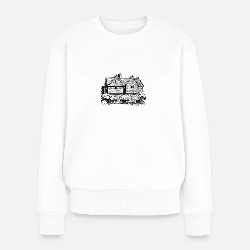 Haus Illustration - Frauen Premium Bio Pullover - Weiß