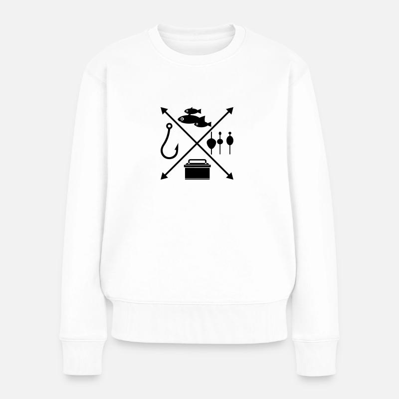 angeln - Frauen Premium Bio Pullover - Weiß
