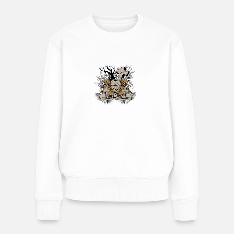 friedhof welcome - Frauen Premium Bio Pullover - Weiß