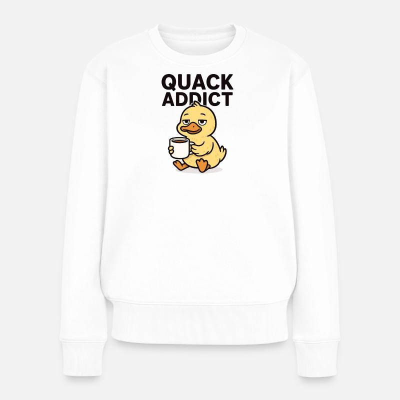Chill Quack Coffee Club Design - Frauen Premium Bio Pullover - Weiß