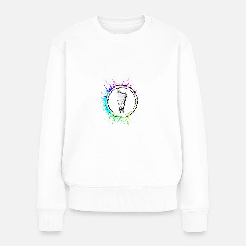 Harfe symbol - Frauen Premium Bio Pullover - Weiß