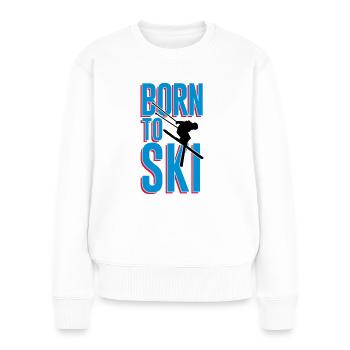 Né à ski - Pull Premium bio Femme - blanc - Devant - Julia (174cm)