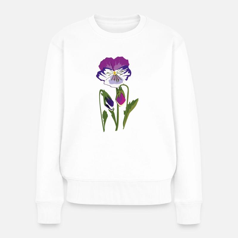 Veilchen Blume - Frauen Premium Bio Pullover - Weiß