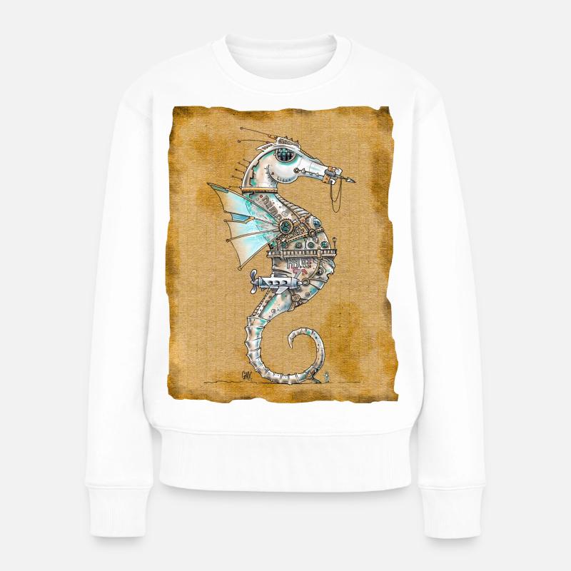 Hippocampe Abyss'patrol by .Némo - Pull Premium bio Femme - blanc