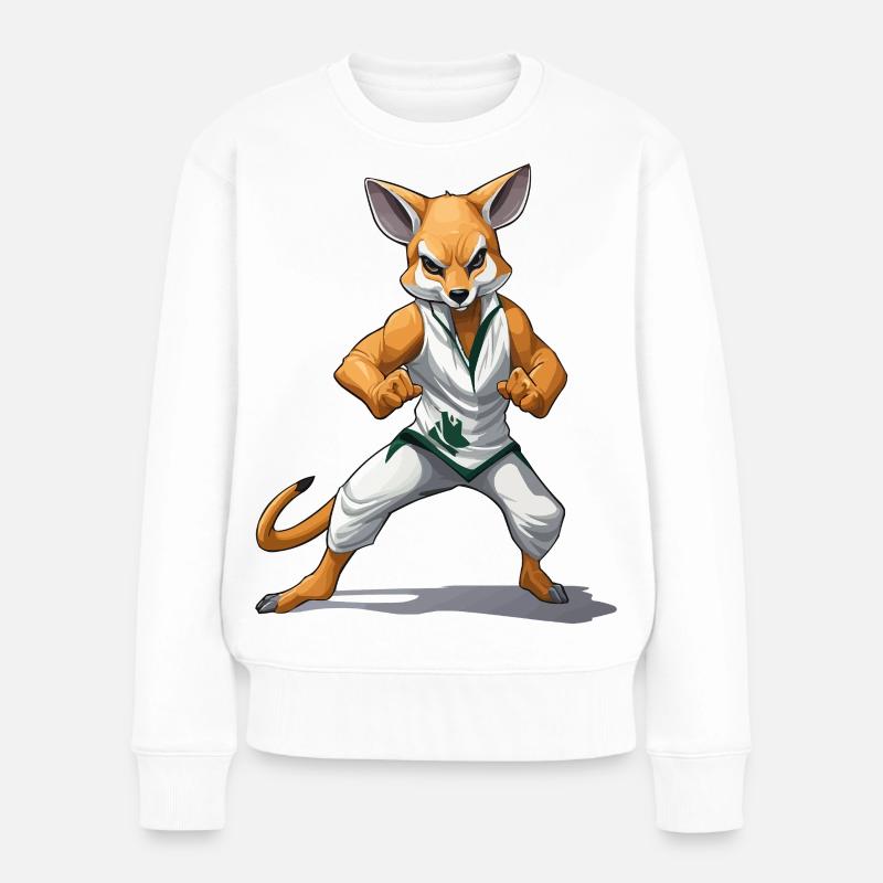 Fuchs-Kämpfer im Kung-Fu - Frauen Premium Bio Pullover - Weiß