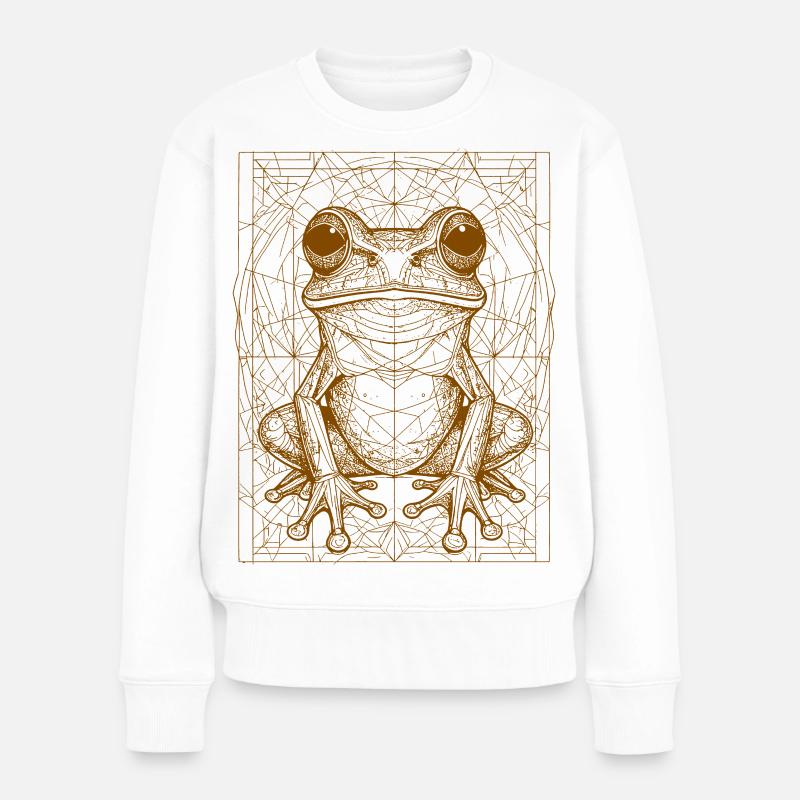 Geometrischer Frosch Mandala - Frauen Premium Bio Pullover - Weiß