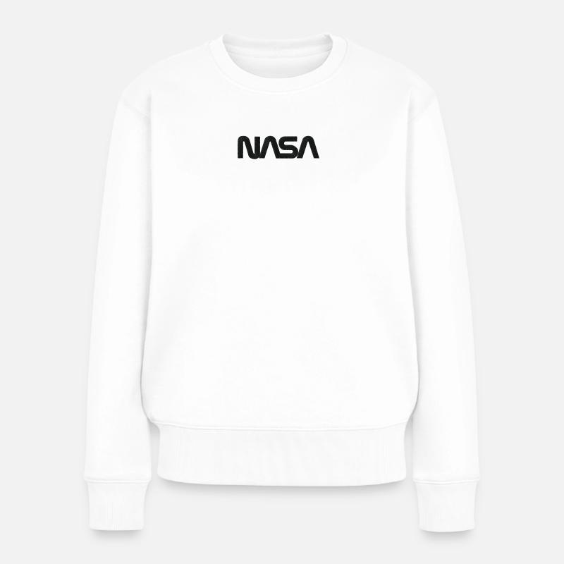 NASA Logo Noir Broderie - Pull Premium bio Femme - blanc