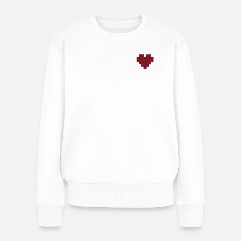 Coeur brodé - Pull Premium bio Femme - blanc