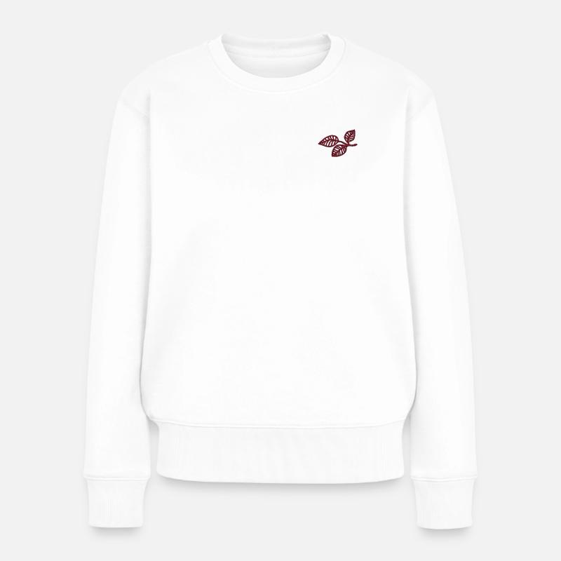 Herbstblätter bestickt - Frauen Premium Bio Pullover - Weiß