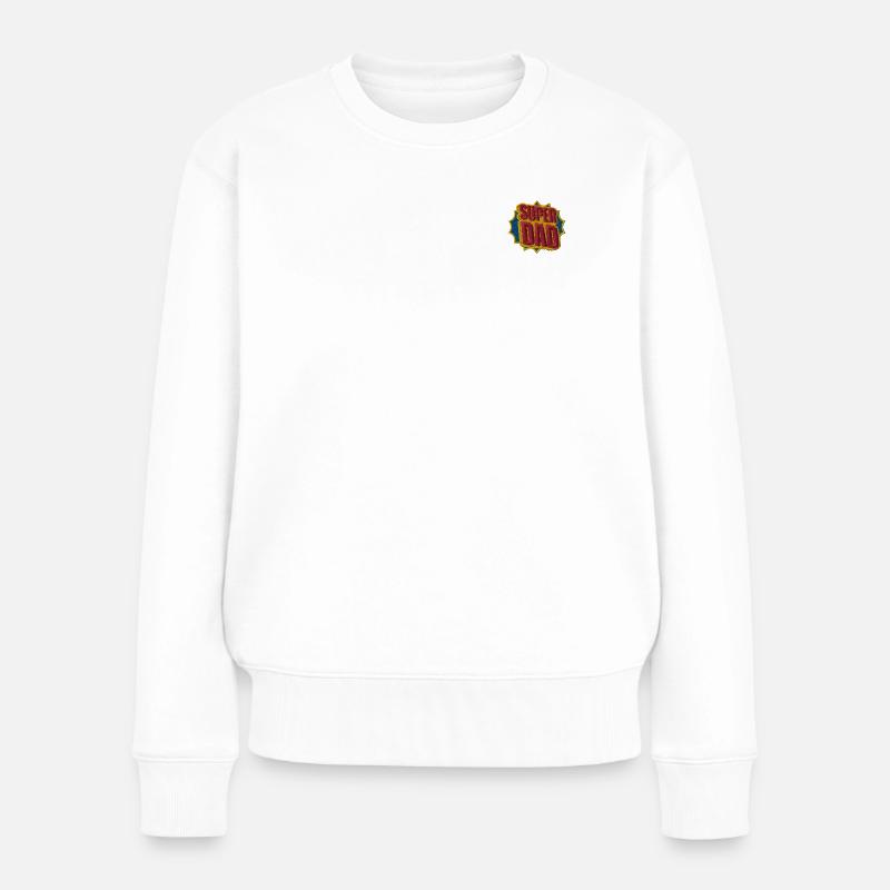 Super papa lettrage brodé - Pull Premium bio Femme - blanc