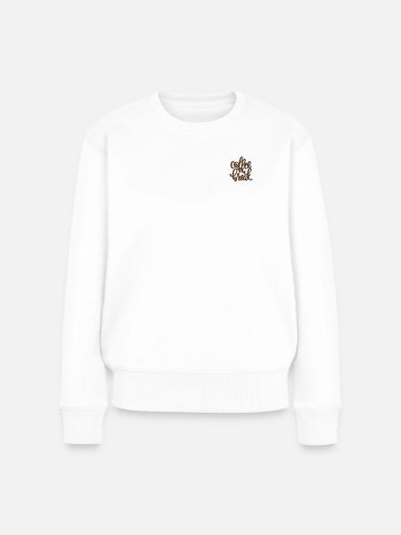 Spruch Coffee Break bestickt - Frauen Premium Bio Pullover - Weiß