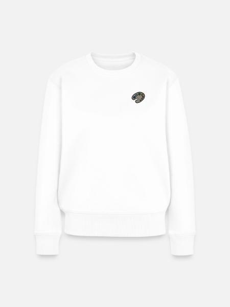 Farbpalette bestickt - Frauen Premium Bio Pullover - Weiß