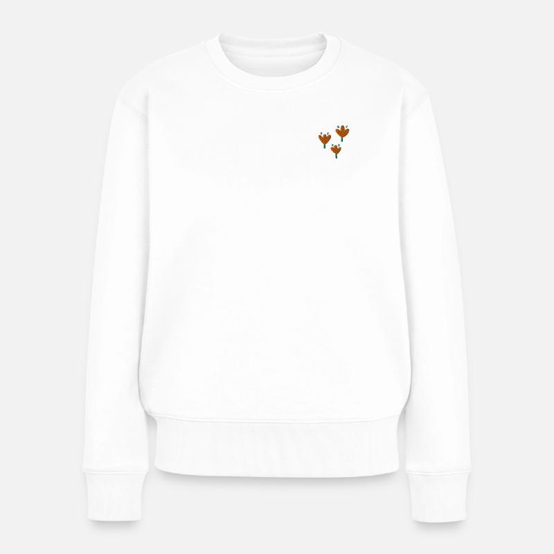 Tulpen bestickt - Frauen Premium Bio Pullover - Weiß