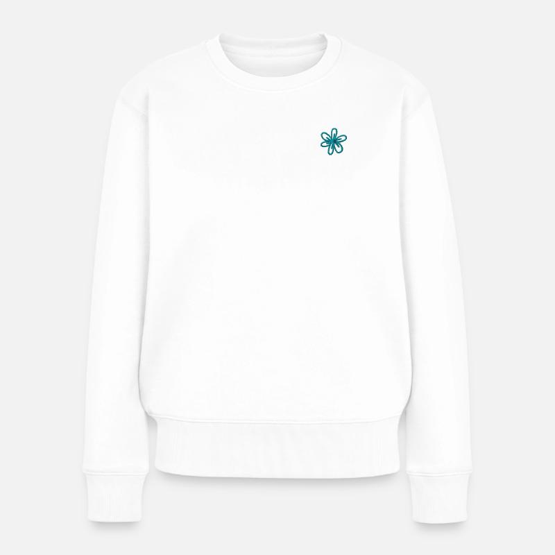 Fleur brodée - Pull Premium bio Femme - blanc