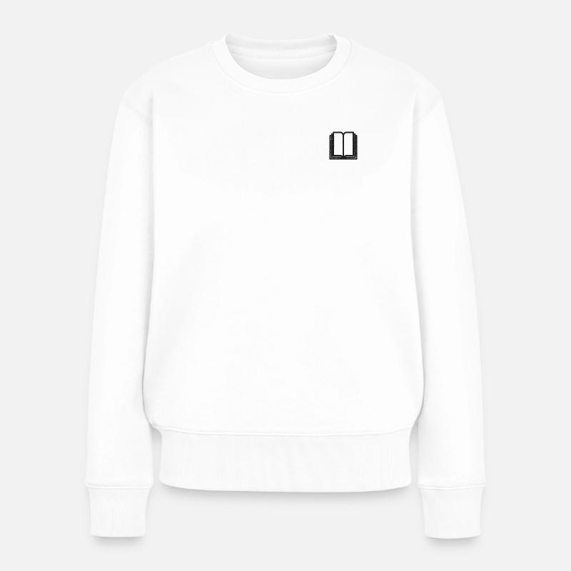 Offenes Buch bestickt - Frauen Premium Bio Pullover - Weiß