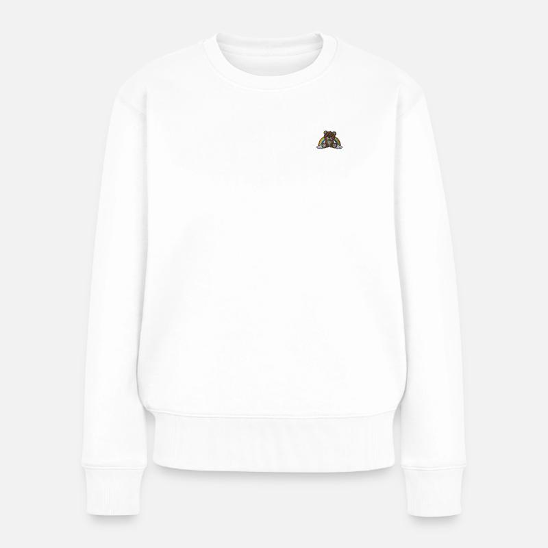 Regenbogen Teddy - Frauen Premium Bio Pullover - Weiß