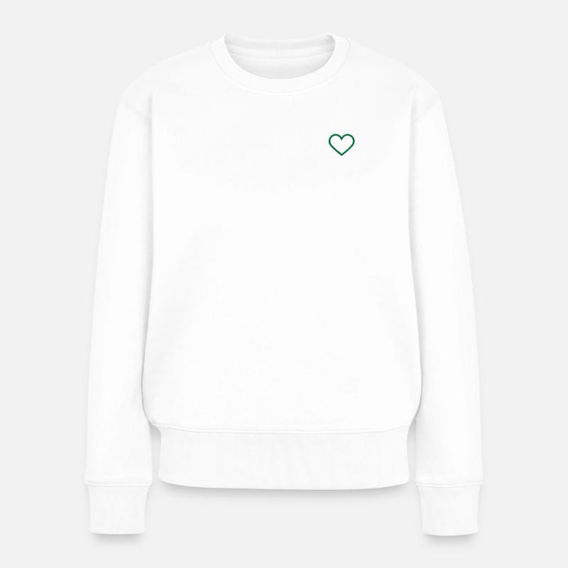 Herz grün - Frauen Premium Bio Pullover - Weiß