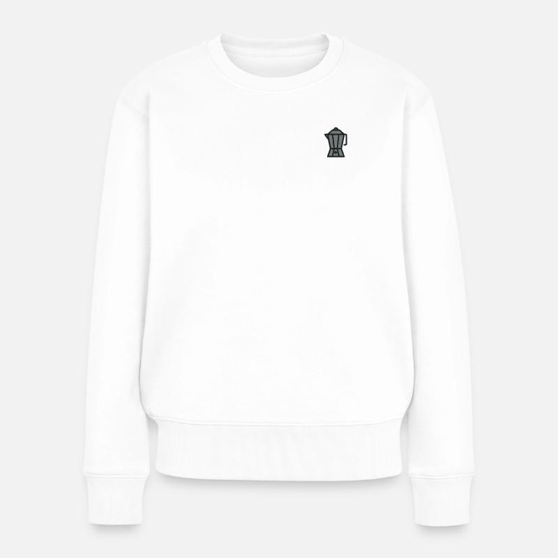 Espressokanne bestickt - Frauen Premium Bio Pullover - Weiß