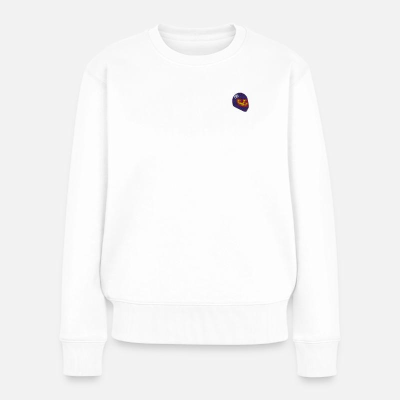 Schädel mit Helm - Frauen Premium Bio Pullover - Weiß