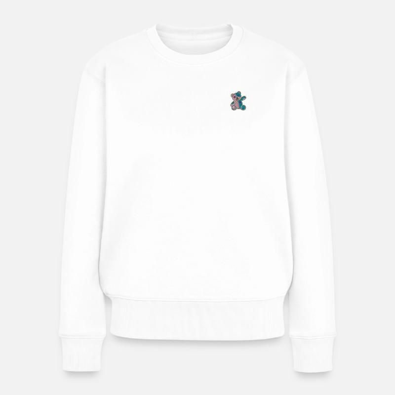 Patch Teddybär - Frauen Premium Bio Pullover - Weiß