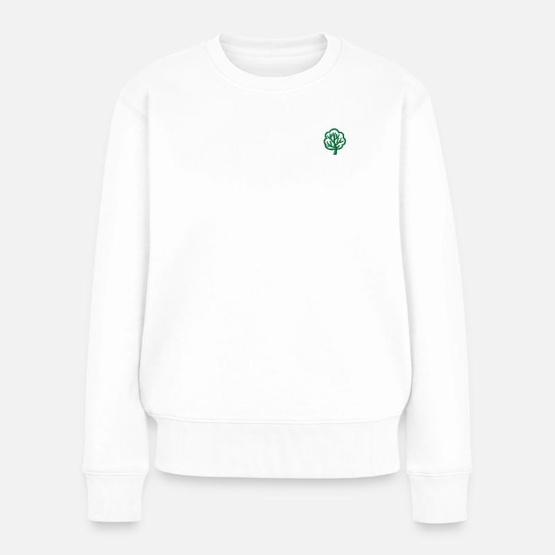 Baum bestickt - Frauen Premium Bio Pullover - Weiß