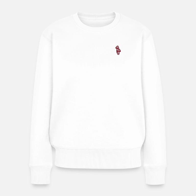 Fliegenpilz bestickt - Frauen Premium Bio Pullover - Weiß