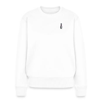 Quille de bowling brodée - Pull Premium bio Femme - blanc - Devant - Julia (174cm)
