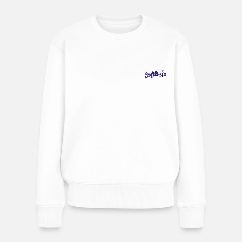 Genesis Bandlogo Als Stick-Design - Frauen Premium Bio Pullover - Weiß