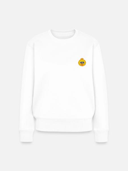 Sesamstraße Bibo Als Stickmotiv - Frauen Premium Bio Pullover - Weiß