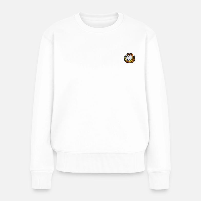 Garfield Als Stick-Design - Frauen Premium Bio Pullover - Weiß