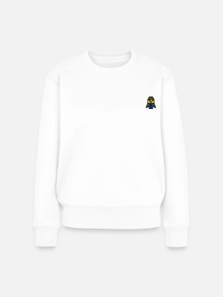 Minions Stickmotiv - Frauen Premium Bio Pullover - Weiß