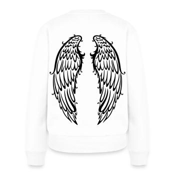 Große Flügel, Engelsflügel, wings - Frauen Premium Bio Pullover - Weiß - Hinten - Julia (174cm)