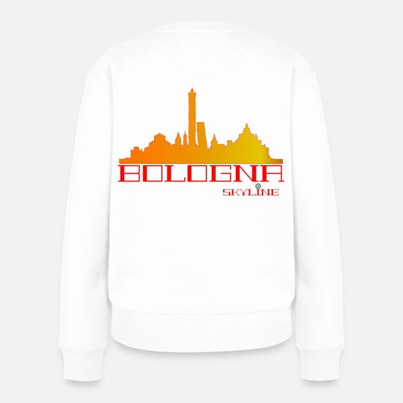 Bologna Skyline Orange Rouge - Pull Premium bio Femme - blanc