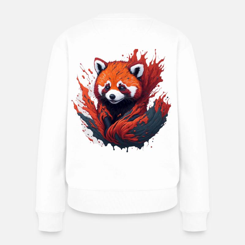 Panda roux dans un tourbillon de couleurs - Pull Premium bio Femme - blanc