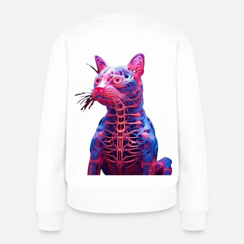 Leuchtende Anatomie Katzenskulptur - Frauen Premium Bio Pullover - Weiß