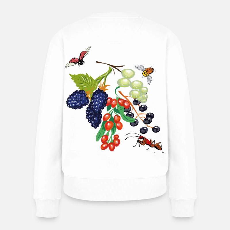 Obst mit Insekten - Frauen Premium Bio Pullover - Weiß