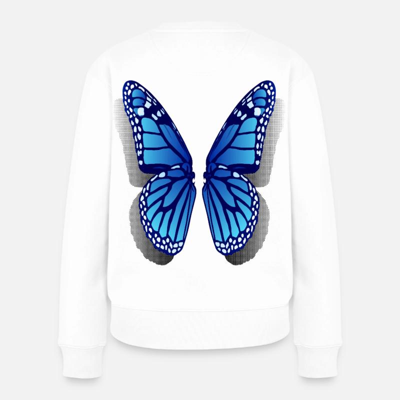 Monarc-Schmetterlingsflügel - Frauen Premium Bio Pullover - Weiß