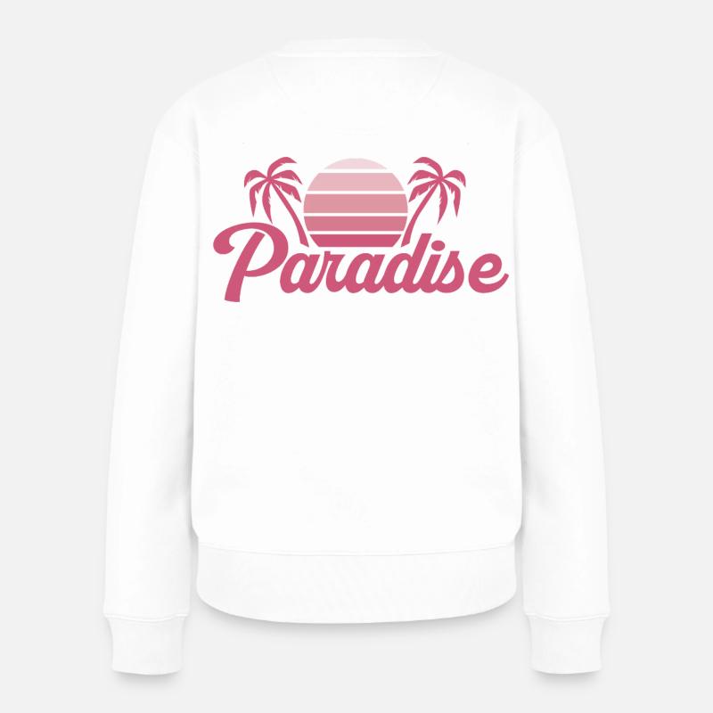 Silhouette de coucher de soleil tropical - Pull Premium bio Femme - blanc