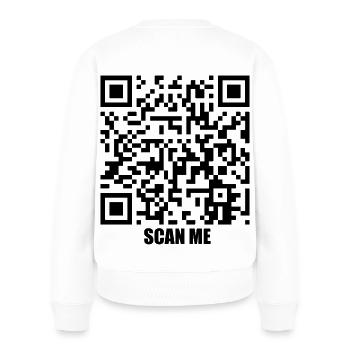 Quote Message – Smile At Me - Frauen Premium Bio Pullover - Weiß - Hinten - Julia (174cm)