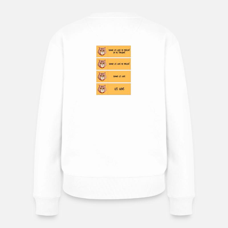 Chat grognon et limites personnelles - Frauen Premium Bio Pullover - Weiß
