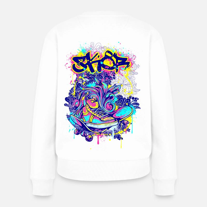 Skater SK8 - Frauen Premium Bio Pullover - Weiß