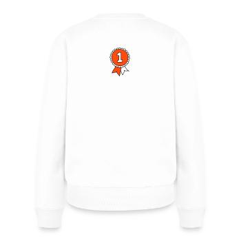 Medaille dreifarbig, Auszeichnung - Frauen Premium Bio Pullover - Weiß - Hinten - Julia (174cm)