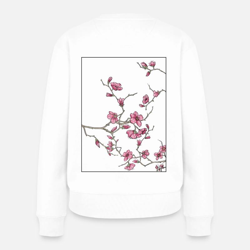 Fleurs de cerisier Florales Design - Pull Premium bio Femme - blanc