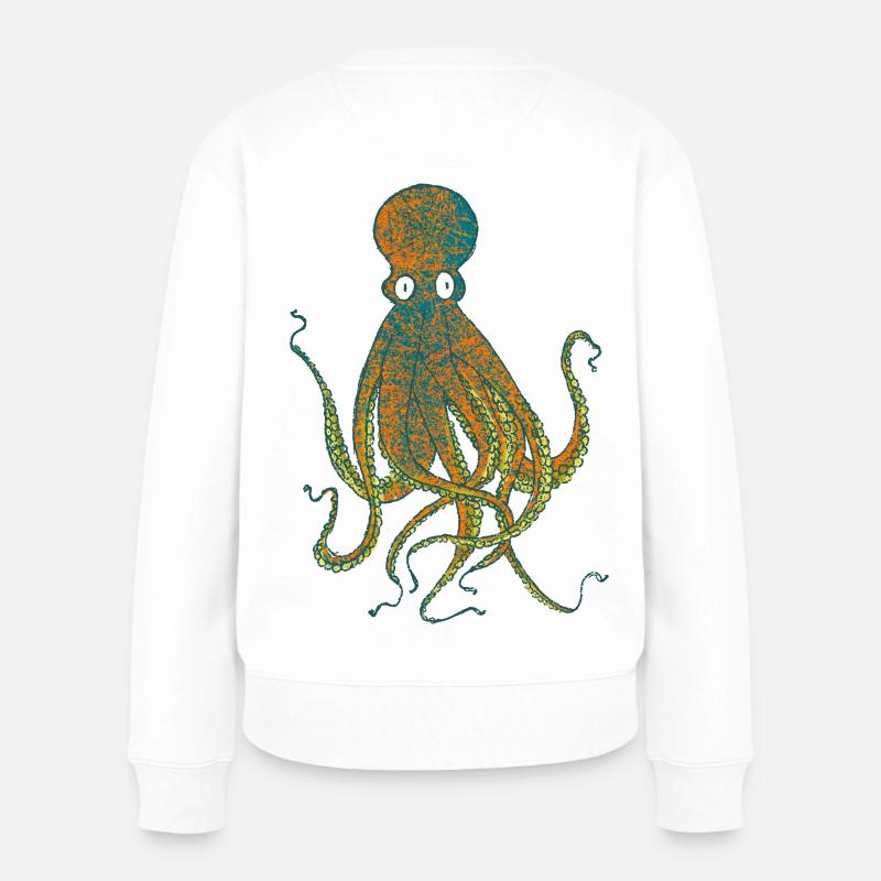 Krake - Frauen Premium Bio Pullover - Weiß