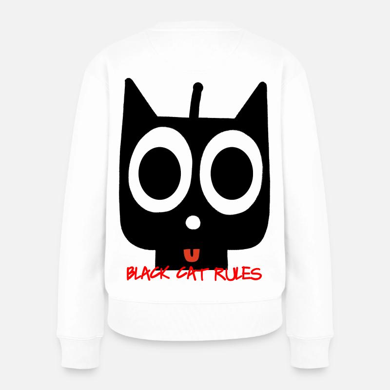 schwarze Katze - Frauen Premium Bio Pullover - Weiß