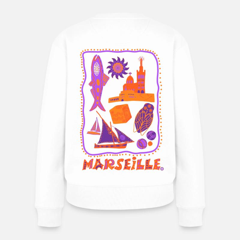 Retro Marseille - Reisen und das Mittelmeer - Frauen Premium Bio Pullover - Weiß