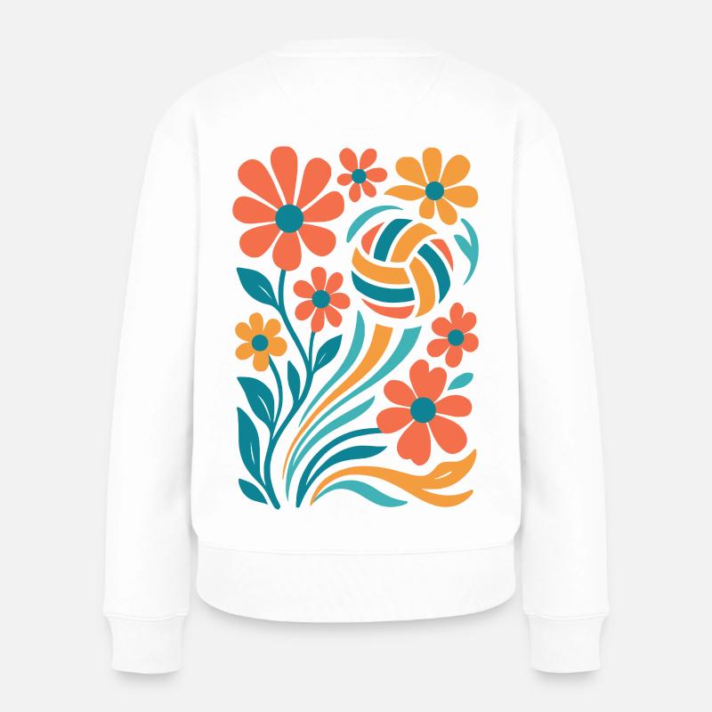 Abstrakte Blumen mit Volleyball - Frauen Premium Bio Pullover - Weiß