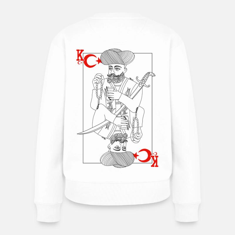 Tarot Roi d’Épée Turkiye Minmaliste - Pull Premium bio Femme - blanc