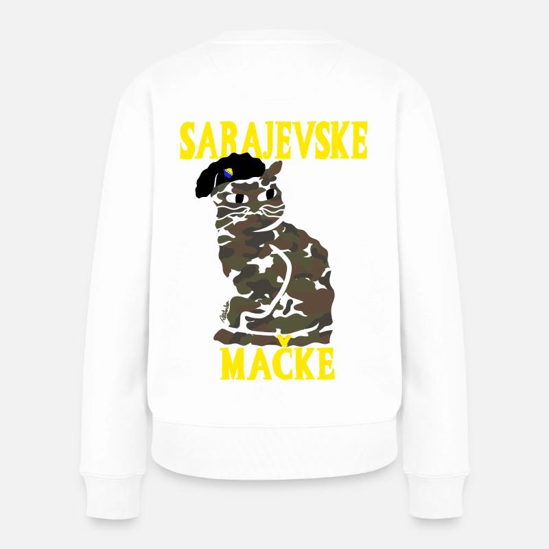 Chat Camouflage Sarajevo Militaire - Pull Premium bio Femme - blanc